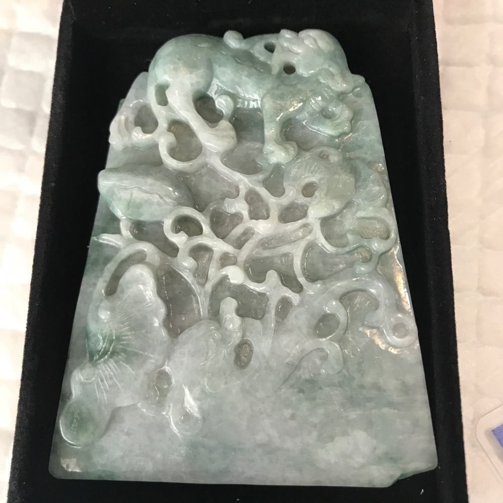 Certified untreated Green Natural A Jade jadeite Pendant PiXiu RuYi 2792 5*****